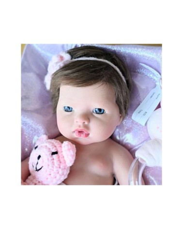Bebé reborn de Silicona Platino Iris - Pelo Injertado, pinta